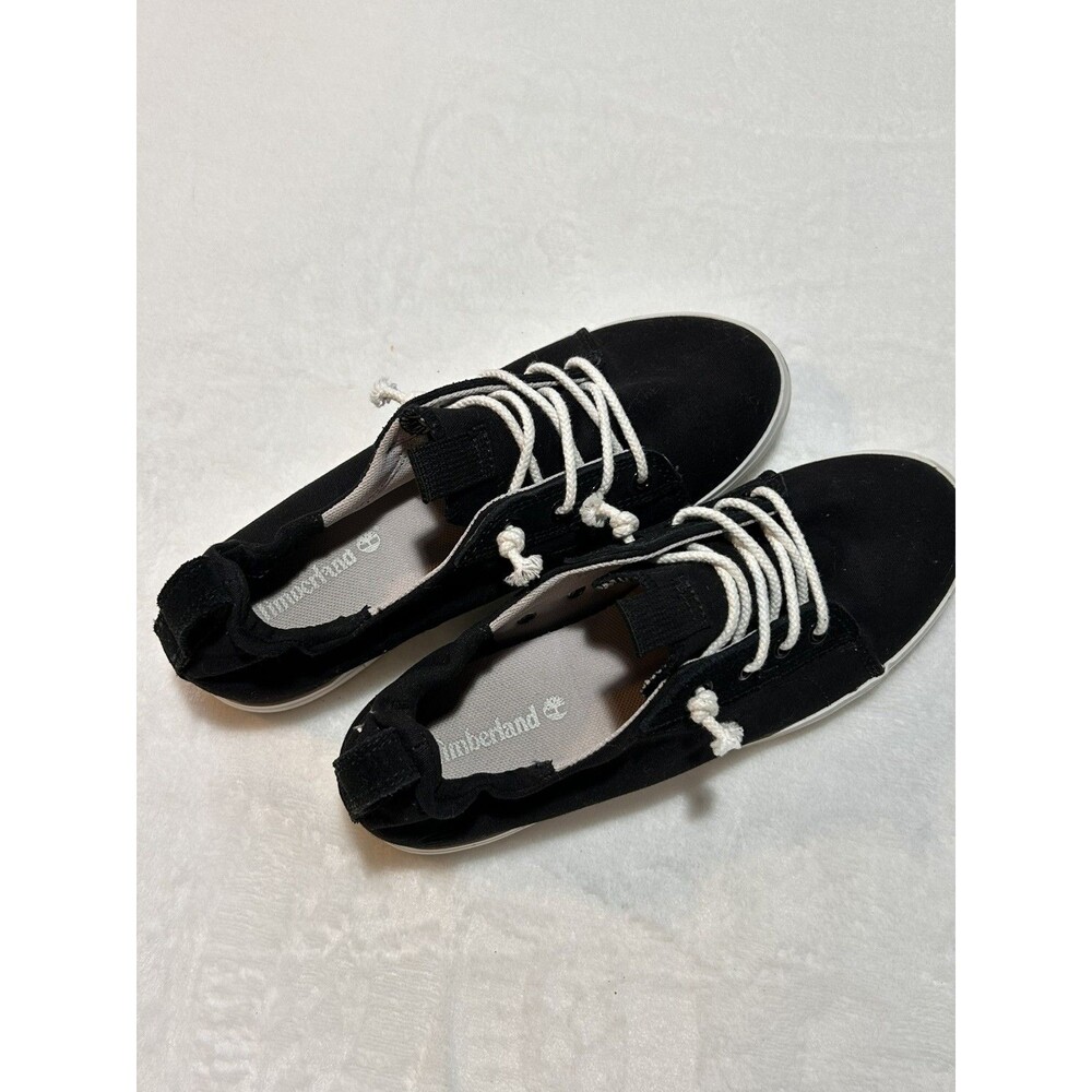 Timberland Sneaker Womens 8 Black Newport Bay Round Toe Laced Up Canvas Oxford